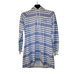 Vineyard Vines Sz M Light Blue and White Striped Crewneck Hoodie Beach Coverup